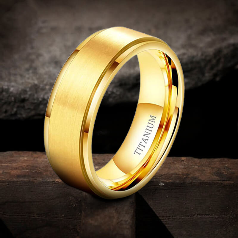 Minimalist Gold Color Titanium Band Ring | Gthic.com