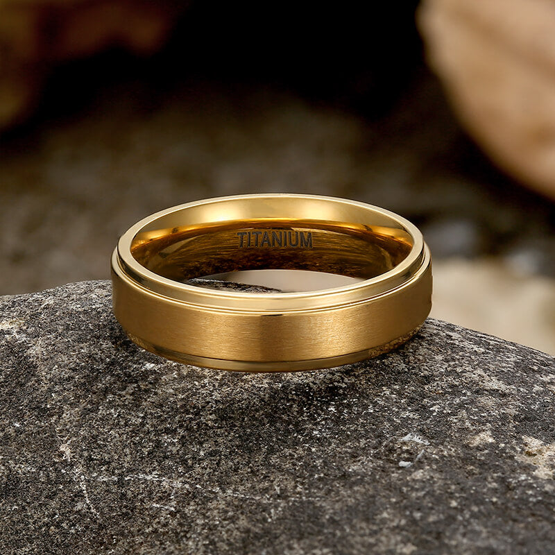 Minimalist Gold Color Titanium Band Ring | Gthic.com