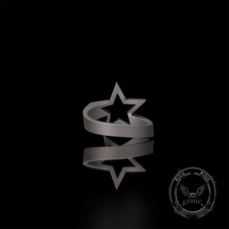 Minimalist Hollow Sun Moon Star Sterling Silver Ring