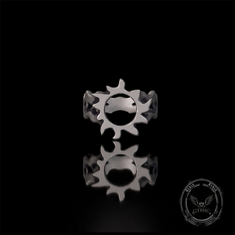 Minimalist Hollow Sun Moon Star Sterling Silver Ring