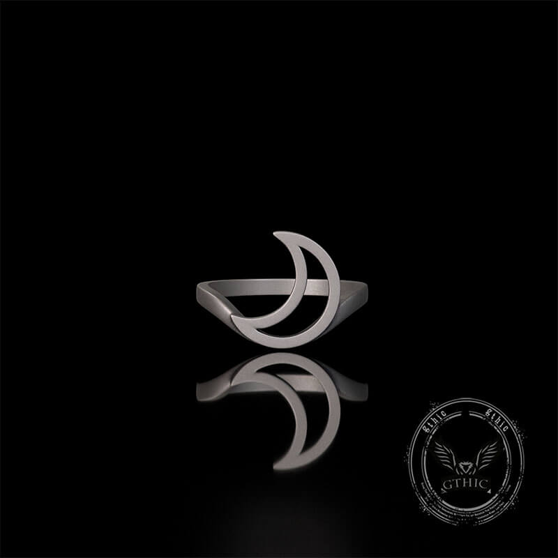 Minimalist Hollow Sun Moon Star Sterling Silver Ring