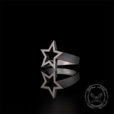 Minimalist Hollow Sun Moon Star Sterling Silver Ring