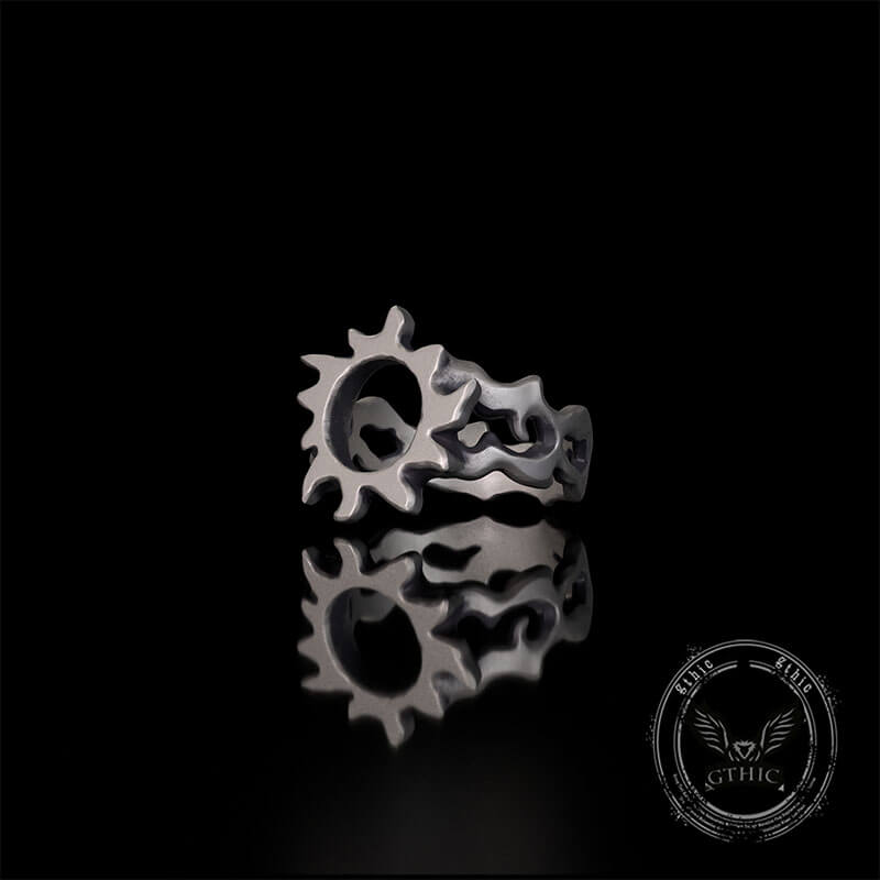 Minimalist Hollow Sun Moon Star Sterling Silver Ring