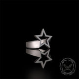 Minimalist Hollow Sun Moon Star Sterling Silver Ring