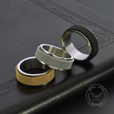 Minimalist Mesh Woven Stainless Steel Spinner Ring 03 | Gthic.com