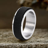 Minimalist Mesh Woven Stainless Steel Spinner Ring