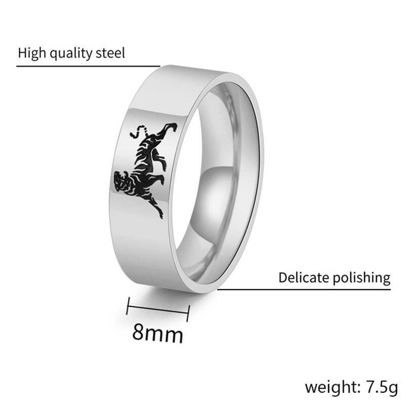 Minimalist Polished Domineering Tiger Stainless Steel Ring | Gthic.com