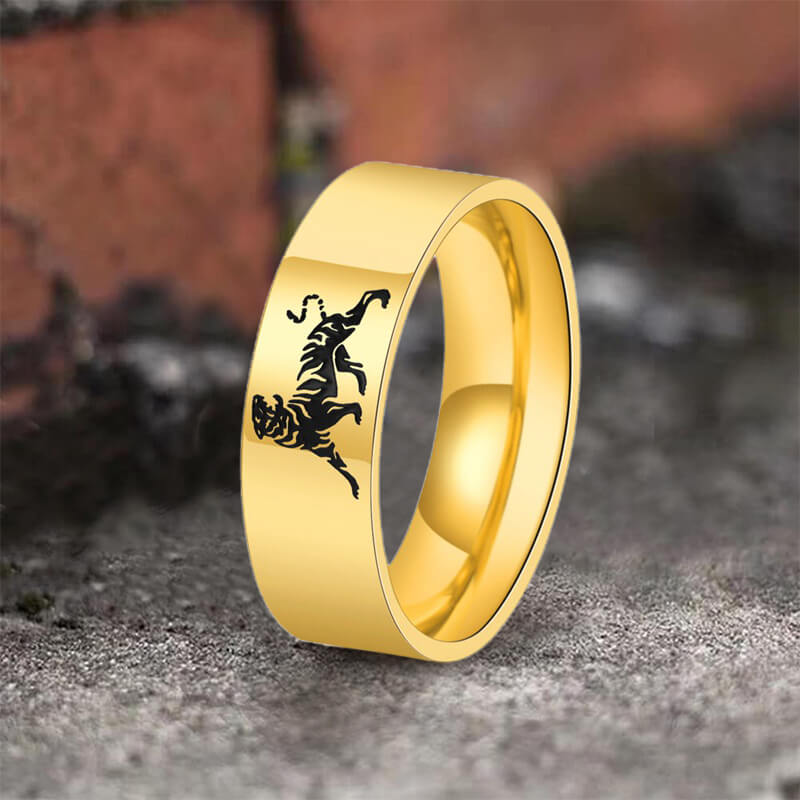 Minimalist Polished Domineering Tiger Stainless Steel Ring | Gthic.com