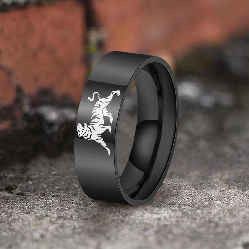 Minimalist Polished Domineering Tiger Stainless Steel Ring | Gthic.com