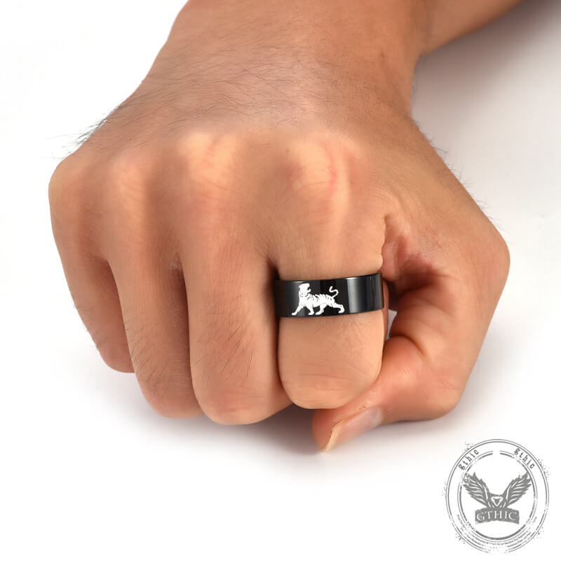 Minimalist Polished Domineering Tiger Stainless Steel Ring | Gthic.com