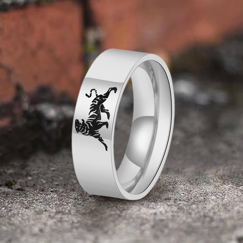 Minimalist Polished Domineering Tiger Stainless Steel Ring | Gthic.com