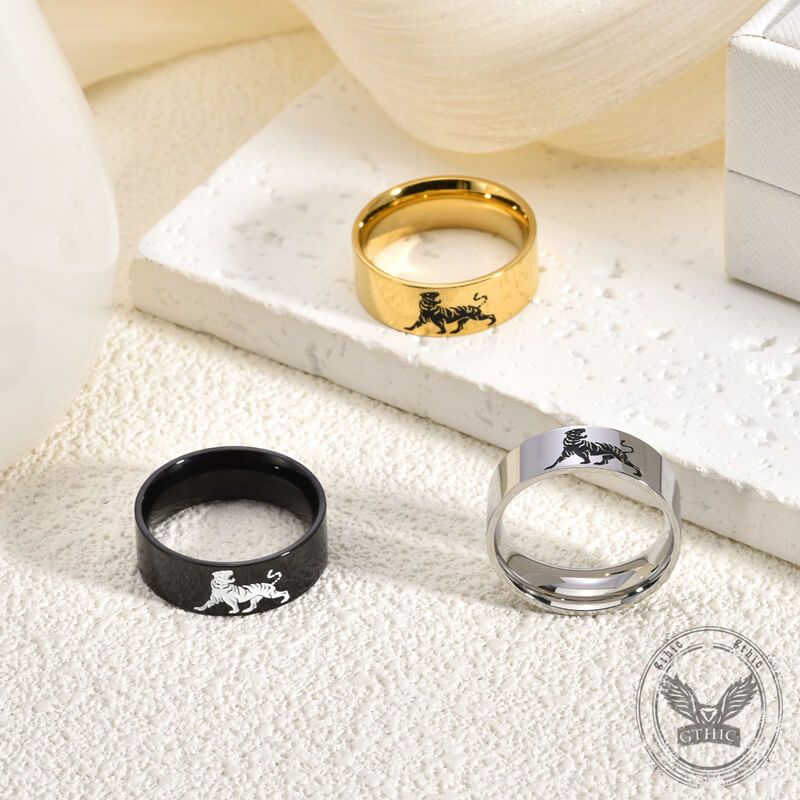 Minimalist Polished Domineering Tiger Stainless Steel Ring | Gthic.com