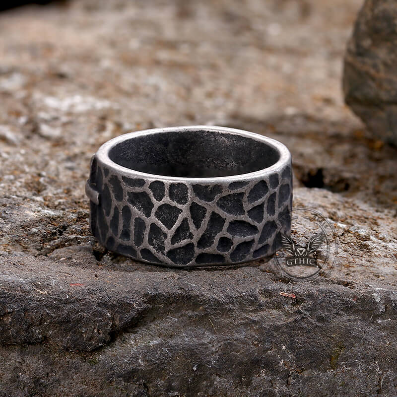 Minimalist Retro Texture Cross Stainless Steel Ring | Gthic.com