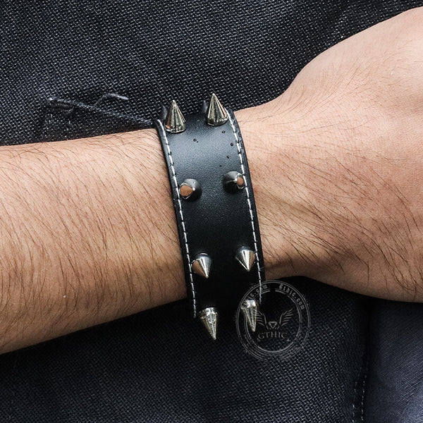 Minimalist Rivets Leather Punk Bracelet