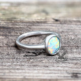 Minimalist Round Opal Stainless Steel Gemstone Ring
