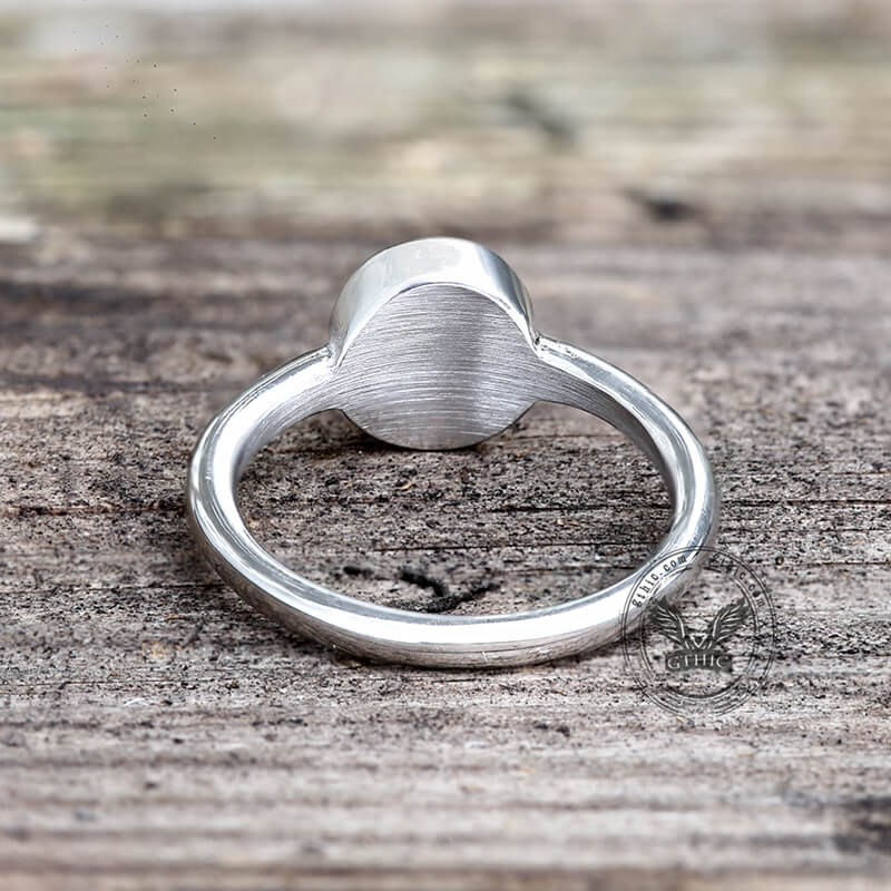 Minimalist Round Opal Stainless Steel Gemstone Ring