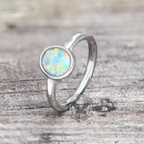 Minimalist Round Opal Stainless Steel Gemstone Ring | Gthic.com