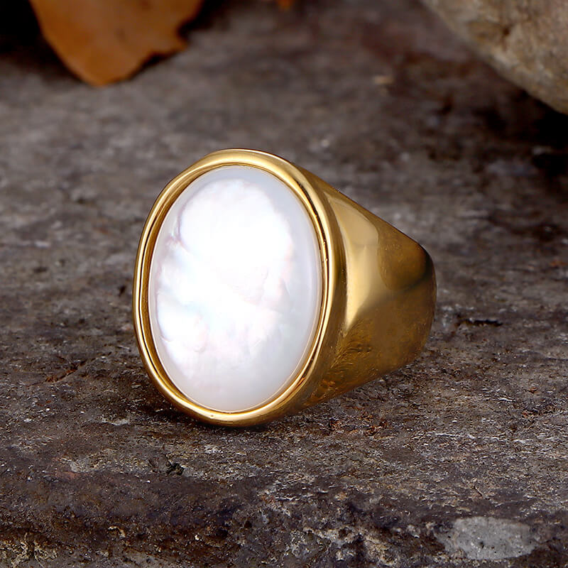 Minimalist Round Shell Stainless Steel Ring | Gthic.com