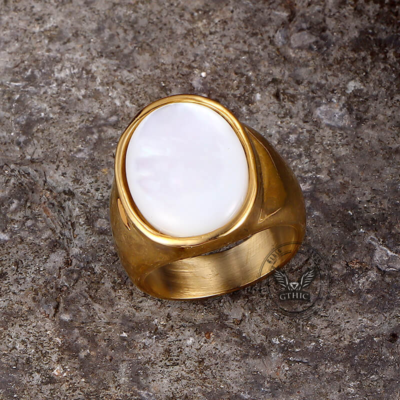 Minimalist Round Shell Stainless Steel Ring