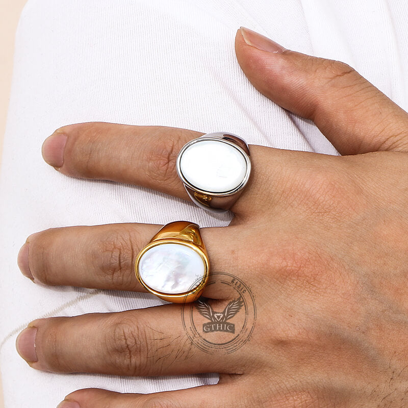 Minimalist Round Shell Stainless Steel Ring