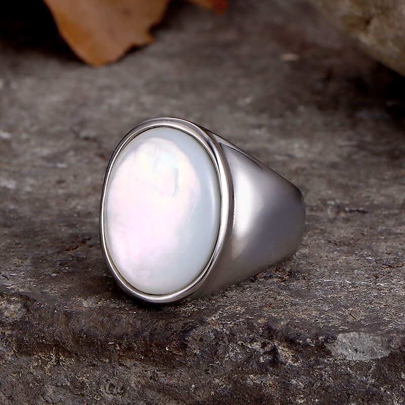 Minimalist Round Shell Stainless Steel Ring | Gthic.com