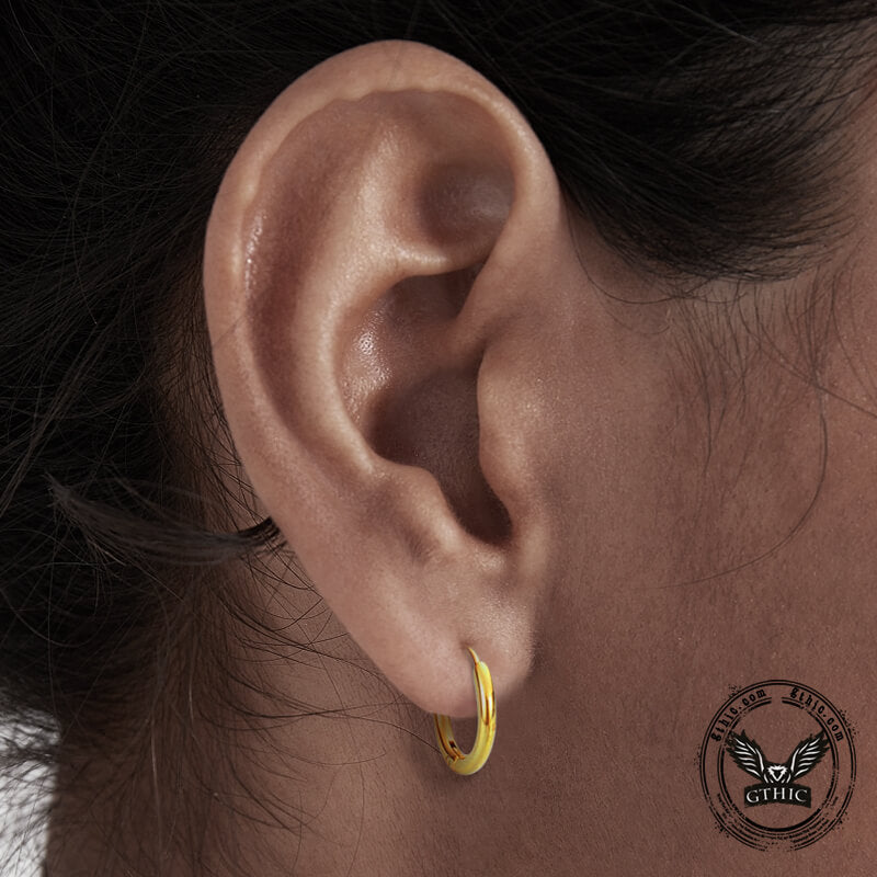 Minimalist Round Stainless Steel Hoop Earrings | Gthic.com