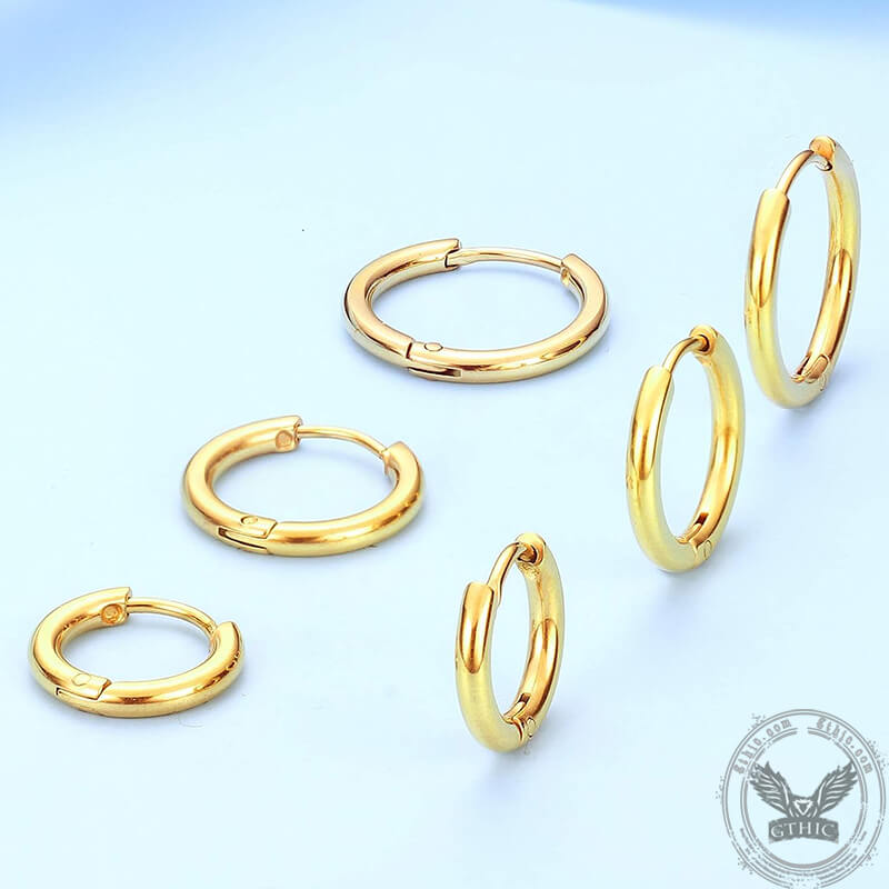Minimalist Round Stainless Steel Hoop Earrings | Gthic.com