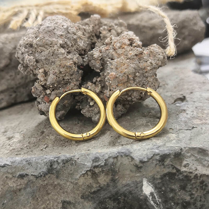 Minimalist Round Stainless Steel Hoop Earrings | Gthic.com