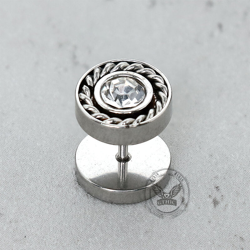 Minimalist Round Zircon Stainless Steel Stud Earrings