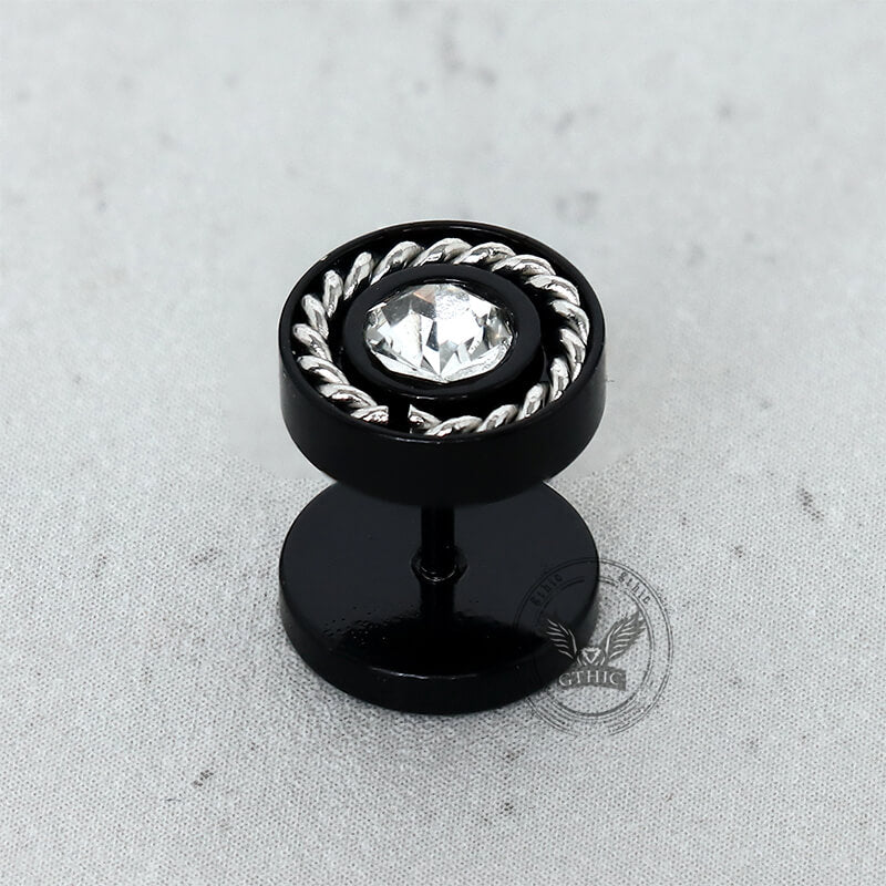 Minimalist Round Zircon Stainless Steel Stud Earrings