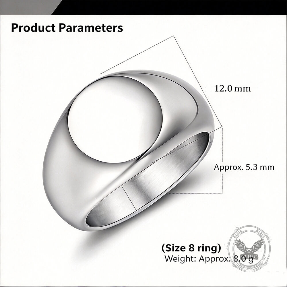 Minimalist Signet Stainless Steel Rounded Ring