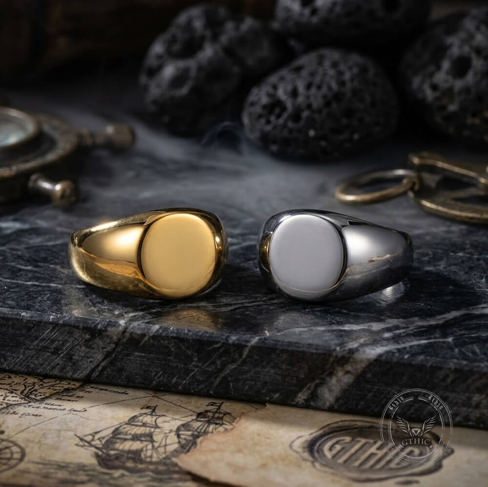 Minimalist Signet Stainless Steel Rounded Ring | Gthic.com