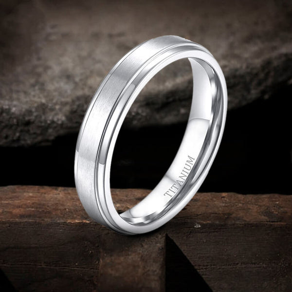 Minimalist Silver Color Titanium Band Ring | Gthic.com