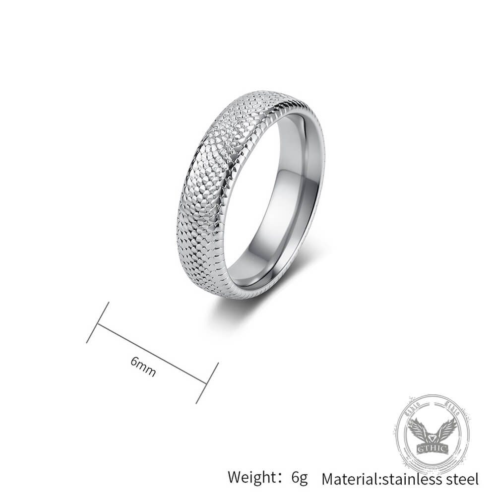 Minimalist Snake-Scale Stainless Steel Couple Ring