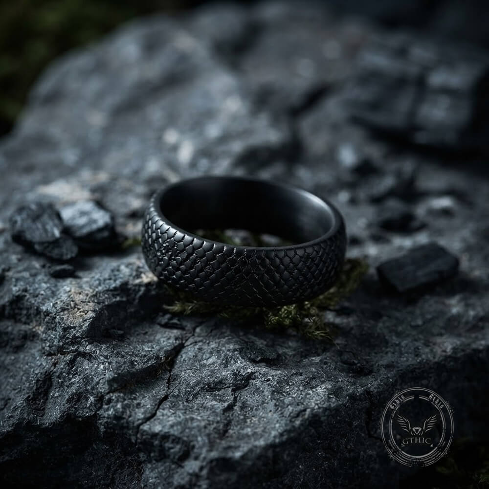 Minimalist Snake-Scale Stainless Steel Couple Ring