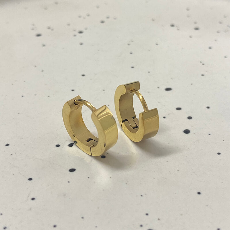 Minimalist Solid Color Stainless Steel Huggie Earrings | Gthic.com