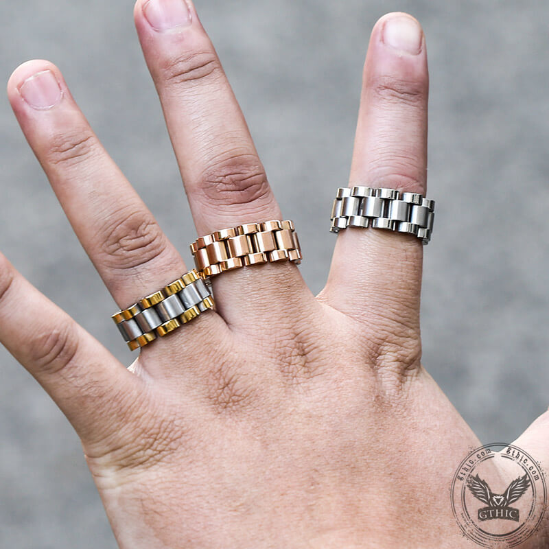 Minimalist Watch Chain Design Stainless Steel Ring