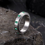 Minimalist Zircon Inlaid Stainless Steel Spinner Ring