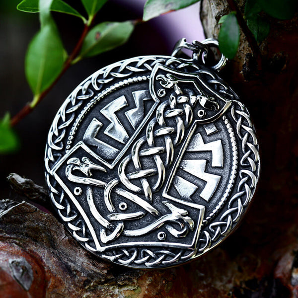 Mjollnir Celtic Knot Stainless Steel Viking Pendant | Gthic.com