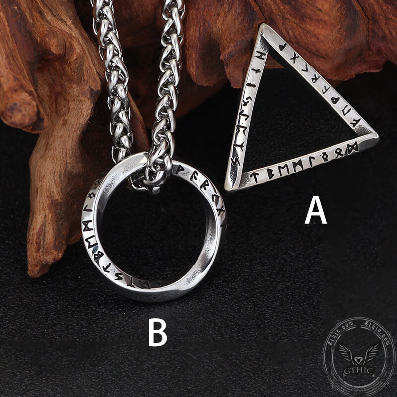 Mobius Strip Runes Stainless Steel Viking Pendant | Gthic.com