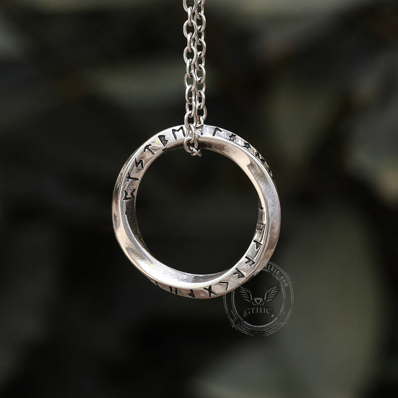 Mobius Strip Runes Stainless Steel Viking Pendant | Gthic.com