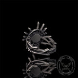 Monster Skull Sun God Sterling Silver Thorns Gothic Ring | Gthic.com