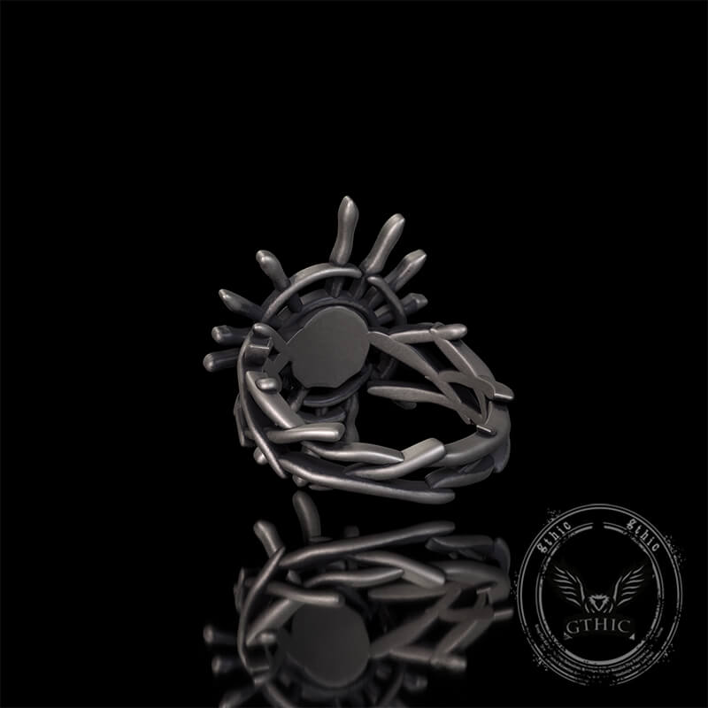 Monster Skull Sun God Sterling Silver Thorns Gothic Ring | Gthic.com