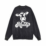 Moody Cow Head Vintage Washed Sweatshirt | Gthic.com