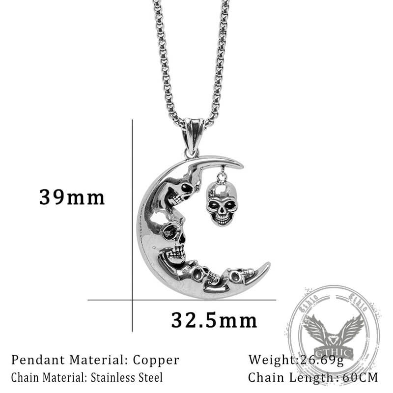 Moon Evil Skull Copper Gothic Pendant