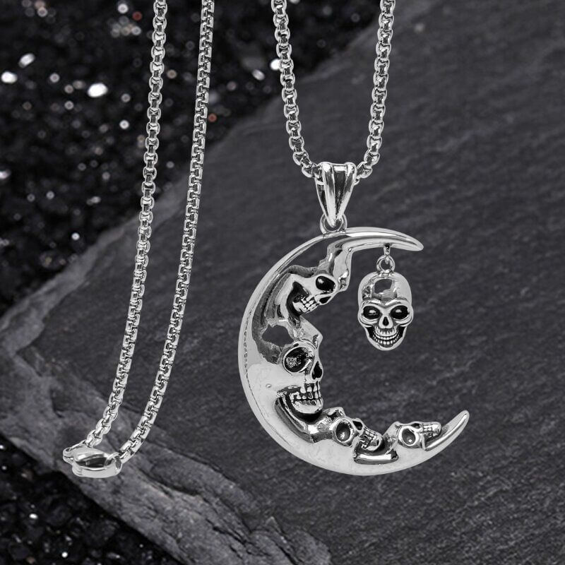 Moon Evil Skull Copper Gothic Pendant