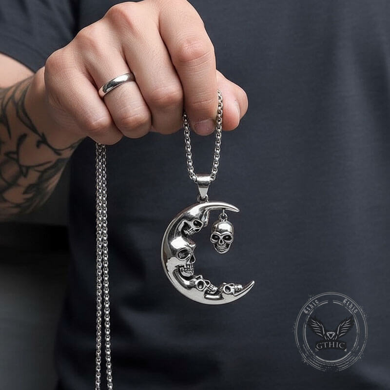 Moon Evil Skull Copper Gothic Pendant | Gthic.com