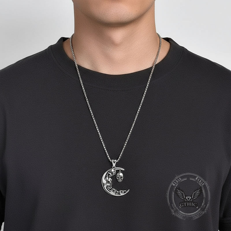 Moon Evil Skull Copper Gothic Pendant | Gthic.com
