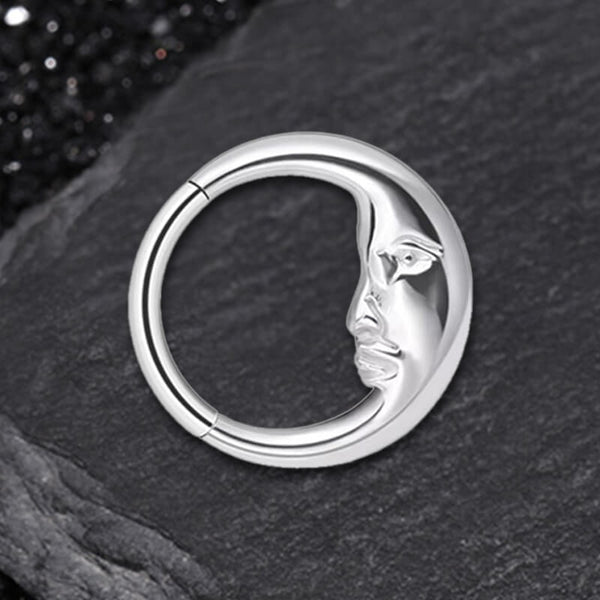 Moon Face Stainless Steel Nose Ring 01 | Gthic.com