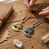 Moon Tree of Life Turquoise Stainless Steel Pendant | Gthic.com
